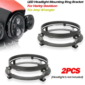 Par de anillos de montaje de soporte de faros LED de 7" para Harley Davidson Street Glide FLHX - Imagen 1 de 8
