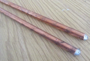 (TWO) Nvent Erico 613840 3/8" X 4' Ground Rods Copper Coated 10 mil - Picture 1 of 3