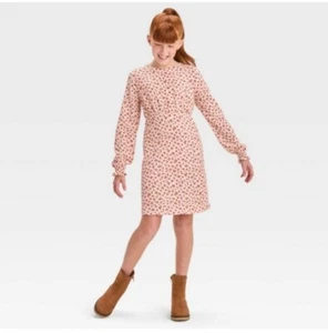 New With Tags! Art Class - Girls' Long Sleeve Pink Floral Dress - XL /14 - Picture 1 of 5