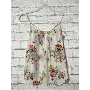 Talula Adult Top Medium White Floral Pattern Polyester Sleeveless Tank Women's - Picture 1 of 4