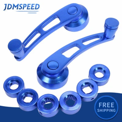 Bobinadora universal azul para ventana de coche manivela de vidrio perillas de aluminio de metal 2 piezas Foto 1 de 4
