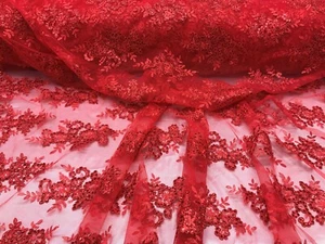 Luxury Corded Lace Fabric with Floral Embroidery & Sequins – Multi-Color VT-12 - Picture 1 of 46