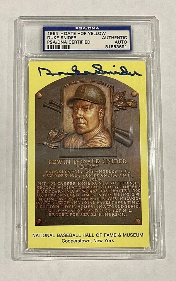 Duke Snider Signed Gold HOF Plaque Slabbed PSA/DNA Dodgers - Image 1 of 1