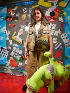 Upcycled Kids Harajuku Pants – Golden Minion Design, Hand-Painted, Fits 8–10 Yrs - Picture 1 of 10