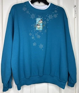 Felpa Natalizia Vintage Mattina Sole Verde Grafica Nonna Invernale Uccellini Lg - Foto 1 di 7