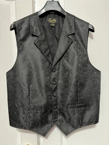 Scully Paisley Vest Men's XL Classic Western Notch Lapel Black Cowboy Formal - Picture 1 of 10