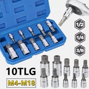 Innenvielzahn-Satz XZN M4-M18 Nüsse Bit Steck-Nuss-Schlüssel-Einsatz 1/2 3/8 1/4 - Bild 1 von 17