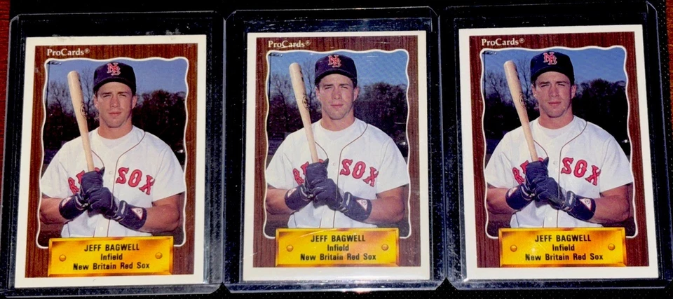 (3) 1990 Tarjetas profesionales Jeff Bagwell Ligas Menores Tarjeta de novato RCs Nuevo Gran Bretaña Medias Rojas Foto 1 de 1