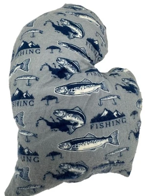 Almohada hecha a mano Michigan gris azul temática de pesca decorativa decoración del hogar rústica Foto 1 de 4