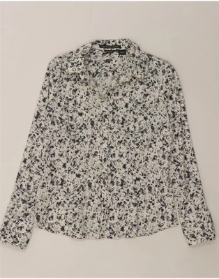 Camisa EDDIE BAUER Mujer Grande Reino Unido 14 Mediana Blanca Floral Algodón DU74 Foto 1 de 3