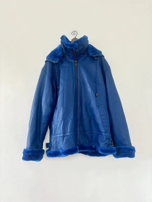 Abrigo Parka con Capucha de Gran Tamaño Forrado Sherpa Azul Eléctrico Años 80 90 Único XL Foto 1 de 4