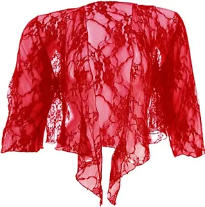 Reggiseno bolero rosso pizzo manica 3/4 spalle scoperte top crop pizzo giacca cardi donna taglie forti - Foto 1 di 3