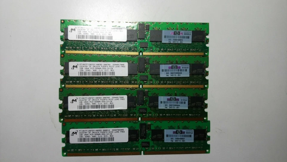 HP 4x 1GB 4GB DDR2 RAM Arbeitsspeicher ECC SN: 345113-851 - Bild 1 von 1