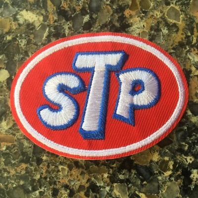 KALAN STP EMBROIDERED Iron on Patch 2.75" X 2" RACING, OIL, SPEEDWAY
