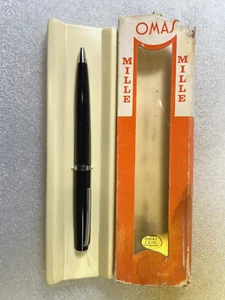 OMAS Mille Black Resin Chrome Trim Ballpoint Made in Italy Cap Actuated Box - Picture 1 of 9