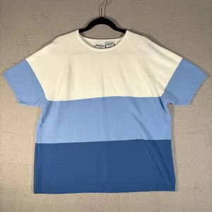 Suéter tejido manga corta Bobbie Brooks para mujer talla grande 22W 24W bloque de color azul - Imagen 1 de 9