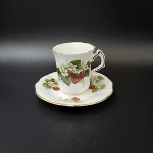 Taza y platillo Hammersley "Strawberry Mape" Demitasse Bone China Copeland Spode - Imagen 1 de 11