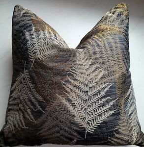  Dove grey-gold  leaves glam cushion cover, 45x45cm