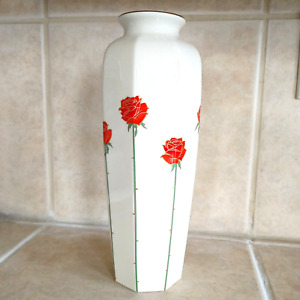 Otagiri Japan 11" Ivory Rose Ceramic Vase Beautiful