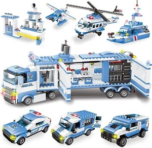 WYSWYG City Polizei Spielzeug Bausteine 1042 Teile Polizeiauto Bauklötze