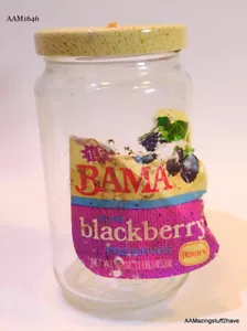 BAMA 1983 Blackberry Preserves Bordon 16 oz vidrio con tapa y etiqueta parcial vintage - Imagen 1 de 10