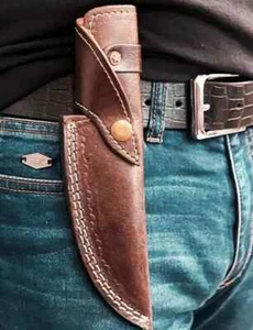 Cuchillo vertical funda de cuero genuino hoja fija hecha a mano personalizada - Imagen 1 de 4