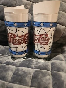 2. A Pair Of 1970s Pepsi Collector Series Glass - Stained Glass Tumbler - Picture 1 of 5