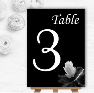 Beautiful Black White Flower Personalised Wedding Table Number Name Cards - Picture 1 of 1