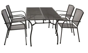 Sitzgruppe Gartenset Garnitur CLASSIC, 4x Sessel + Tisch 90x150cm, Streckmetall - Bild 1 von 7