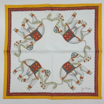 Pañuelo floral con logotipo de elefante blanco Jim Thompson bufanda de algodón tamaño: 16"x16" Foto 1 de 4
