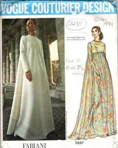 1971 Vestido de Noche VOGUE De Colección Patrón de Costura B32 1/2 in (2038) Fabiani Italia - Imagen 1 de 3