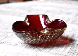 Vintage Red Glass Murano Ashtray Mandruzzato Design Colorful Glass Ashtray - Picture 1 of 6
