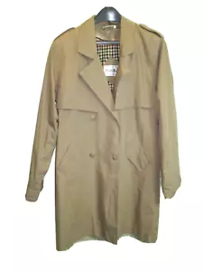 BRITISH MIST Mid Length Tan Trench Coat Jacket Double breasted Small 4-6 - Picture 1 of 5