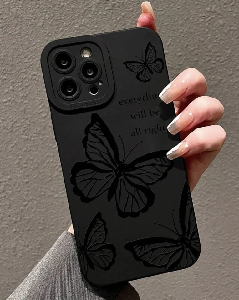 CUSTODIA, COVER IPHONE 13 NERA CON MOTIVO A FARFALLA - Immagine 1 di 1