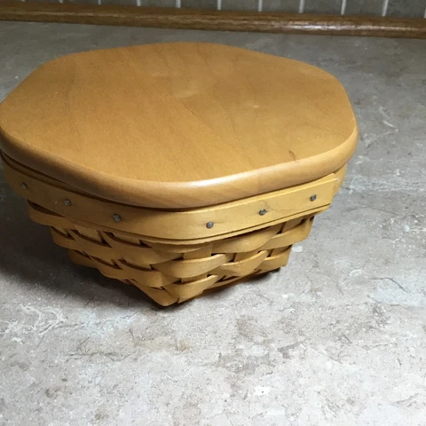2002 Longaberger 7 Inch Generations Basket - Wood Lid- Protecter- Signed Cover