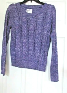 Girls Justice 20 long sleeve sparkly metallic purple knit sweater - Picture 1 of 8