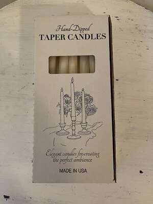 Velas cônicas mergulhadas à mão General Wax Co. marfim 9,5 polegadas caixa de dúzia - Imagem 1 de 4