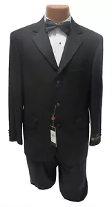 Mens Lubiam 38S Black Notch Tuxedo Suit Jacket & Pants Set Prom Formal Wedding - Picture 1 of 2