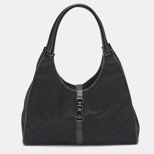 Gucci Jackie O Hobo in tela e pelle nera GG