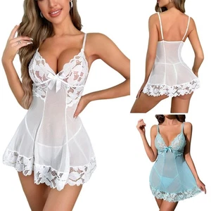 Sexy-Lingerie-Underwear-Sleepwear-Women-G-string-Robe-Lace-Babydoll-Nightwear - Picture 1 of 15