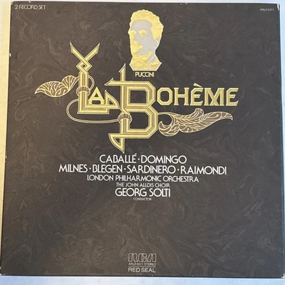 PUCCINI-LA BOHEME-CABALLE-DOMINGO-SOLTI FIRST PRESS VINYL RCA WHITE DOG 2 NM LPS - Image 1 of 4
