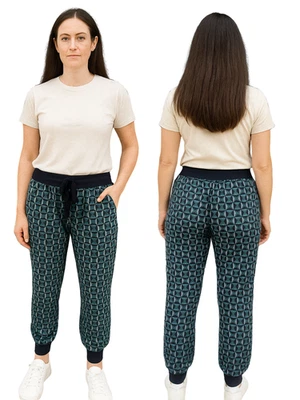 EX  M&S STRAIGHT LEG JOGGERS Cotton Rich Ladies Elasticated High Rise Pants - Image 1 of 3