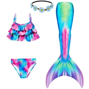 Mermaid Tails, Mermaid Tails For Swiming For Girls,4 PCS Girls Swimsuit 5-6Y - Picture 1 of 12