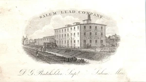 Salem Lead Co. Business Card Engraved Exterior Factory Street Scene - Salem, MA - Picture 1 of 2