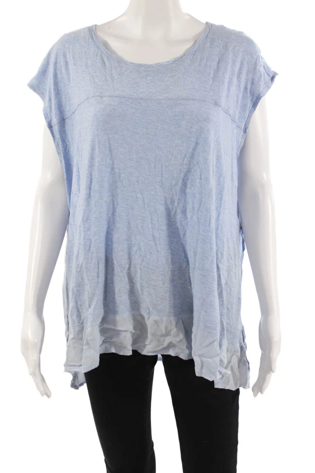 Túnica Vince Camuto feminina manga curta azul claro algodão tamanho XL - Imagem 1 de 4