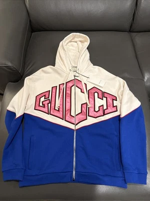 Nueva sudadera con capucha GUCCI para hombre de gran tamaño con cremallera con etiquetas.  Hombre M (se ajusta como L) Foto 1 de 4