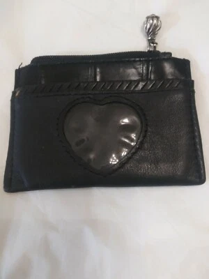 Cartera de cambio pequeña marca Brighton negra maciza 3"x 4"x 1\2" cuero cierre con cremallera Foto 1 de 4