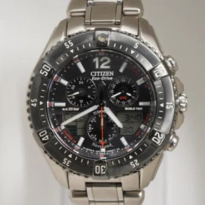 CITIZEN PROMASTER Navihawk Eco Drive PMK65-2211 Solar Black Dial Titanium Mens - Picture 1 of 9