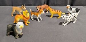 Vintage Small Plastic Toy Dog Figures Set of 8 Different Breeds Assortment Mini