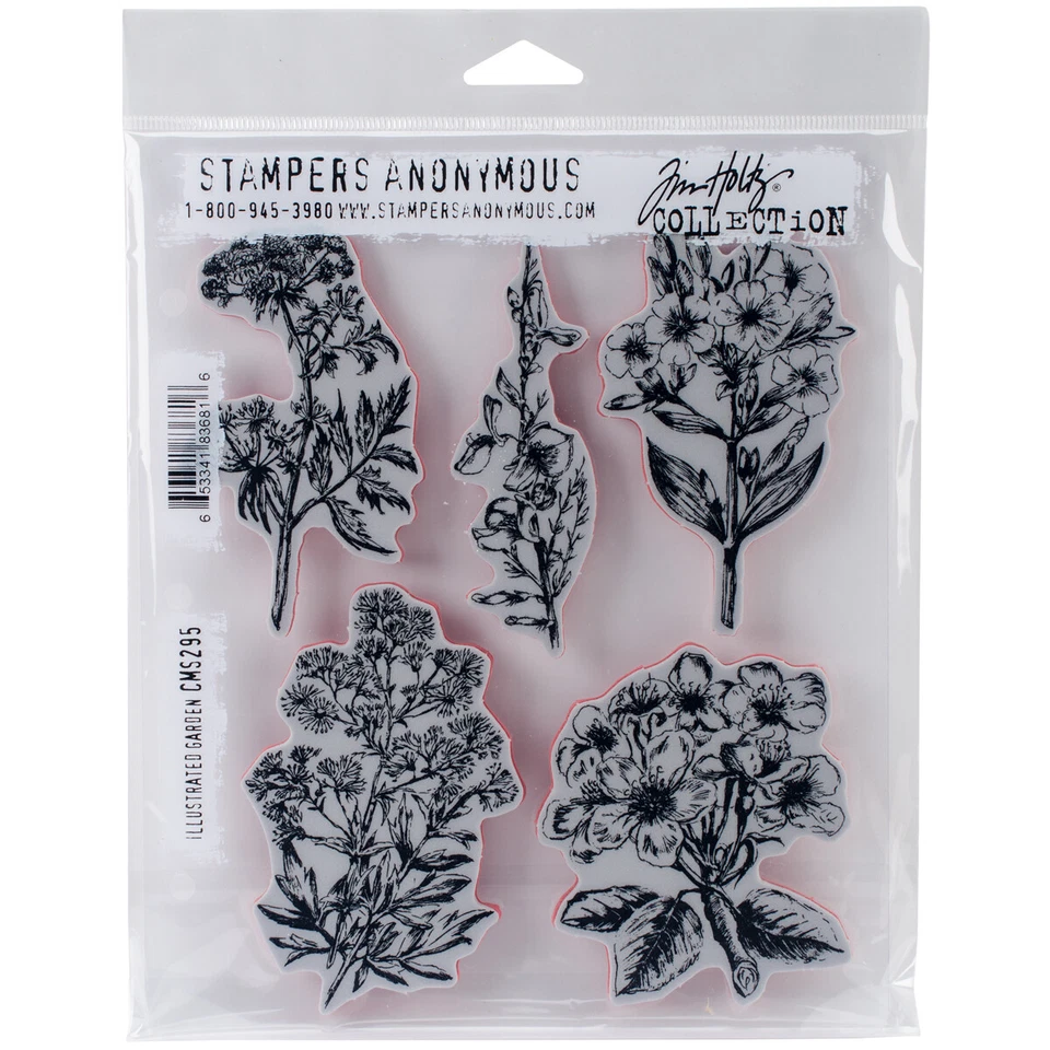 Tim Holtz Cling Rubber STAMPS Illustrated Garden CMS295